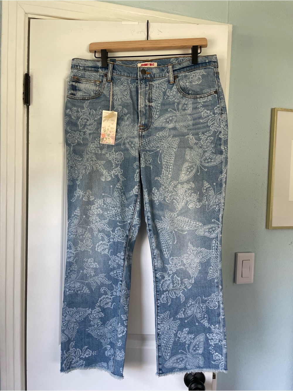 Johnny Was: The Sydnee Cropped Baby Boot Jean Butterfly